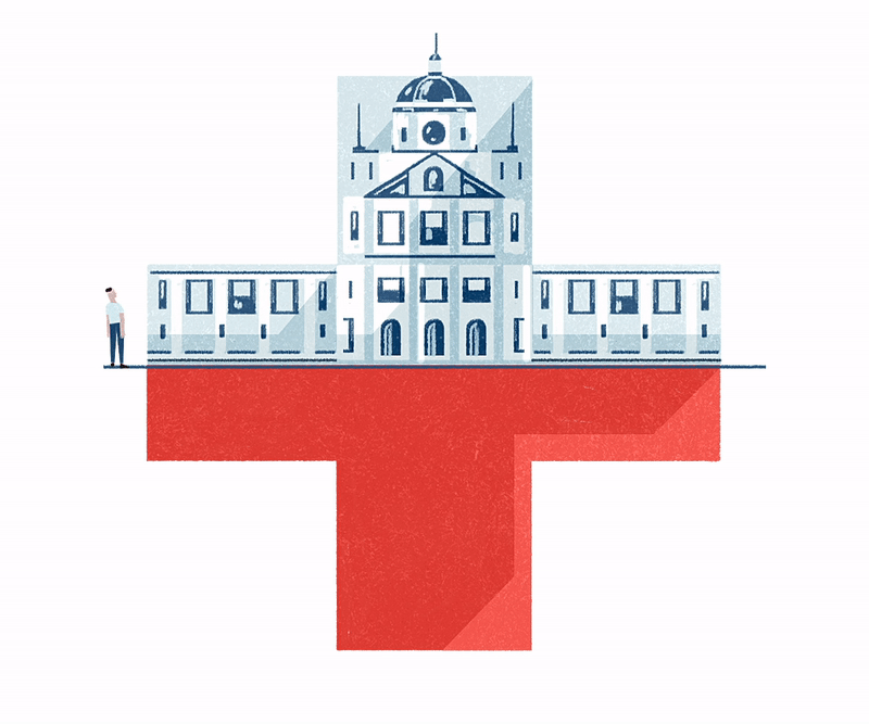 Illustration of government size vs. health care