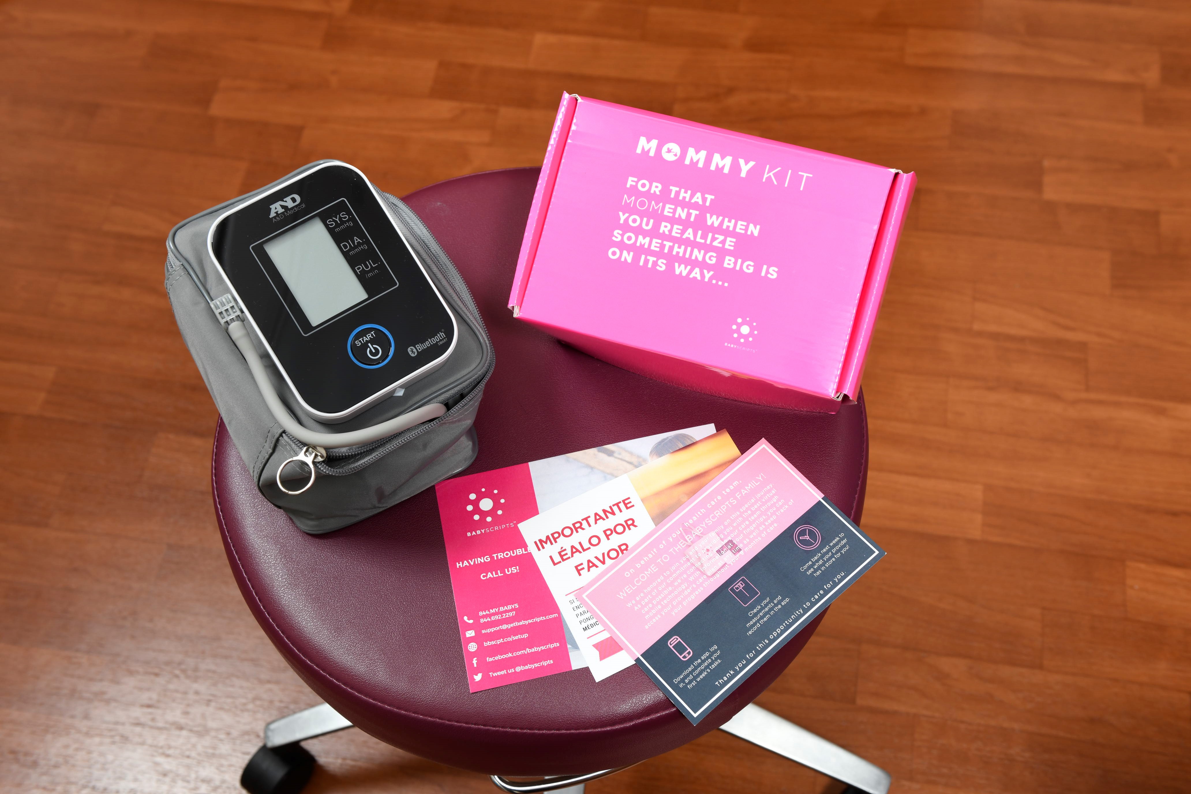Babyscripts’ Mommy Kits include internet-connected blood pressure cuffs and scales.
