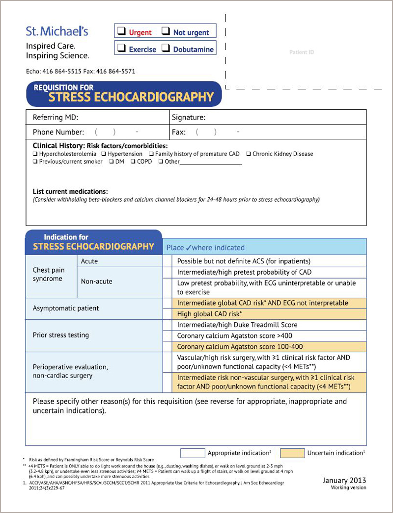 Stress echocardiography requisition form