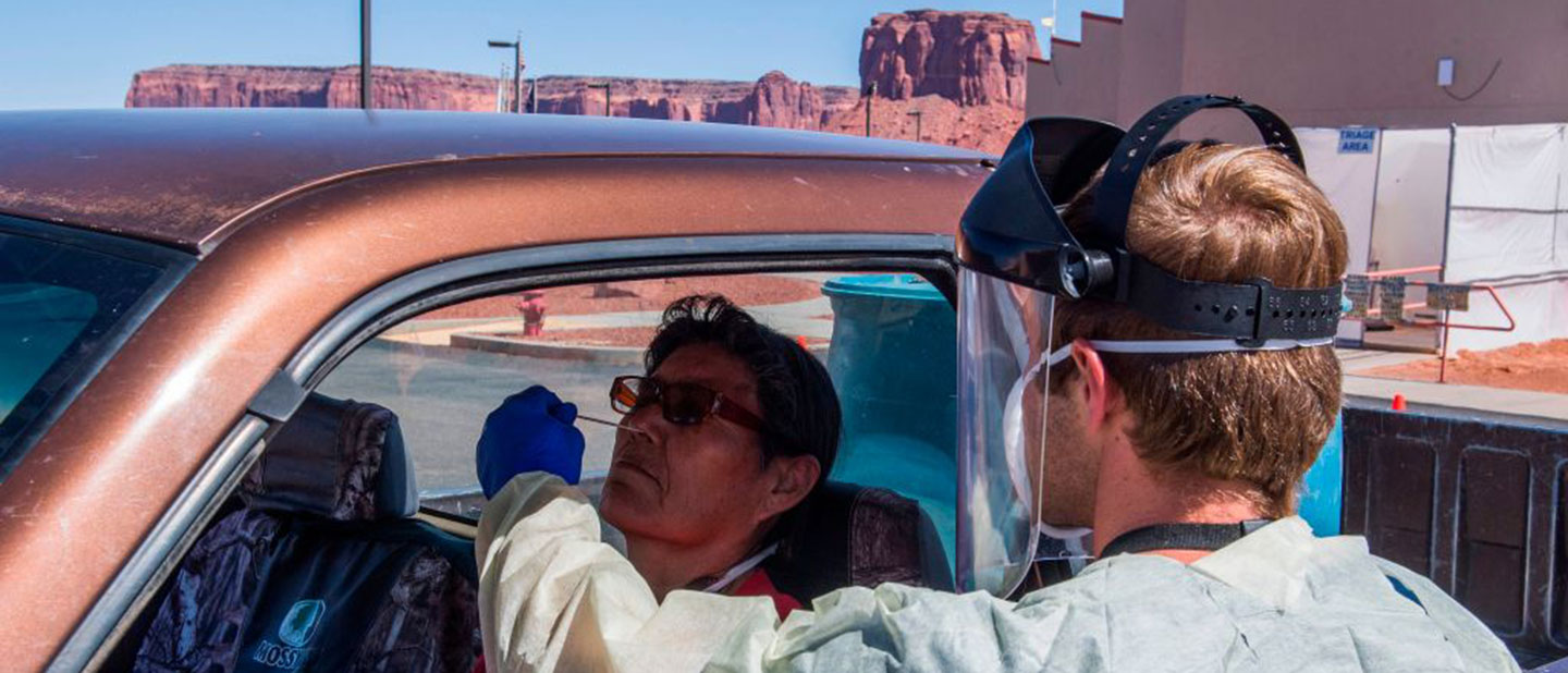Native American getting COVID-19 tested