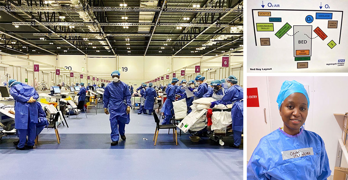 The NHS Nightingale London, a 4,000-bed field hospital in the ExCel conference center.