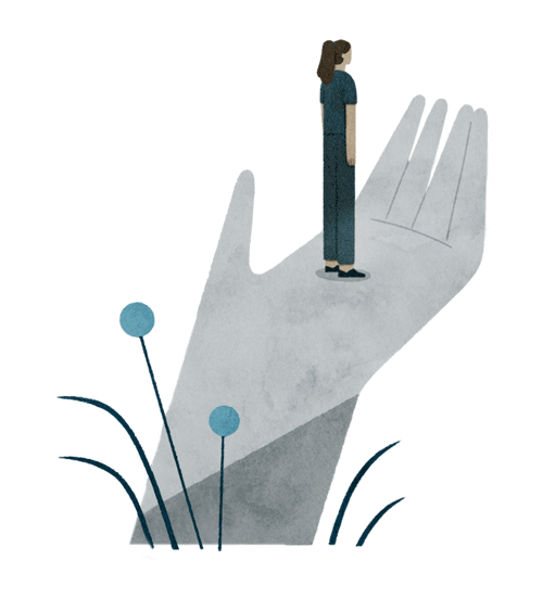 Illustration of a hand holding up a caregiver