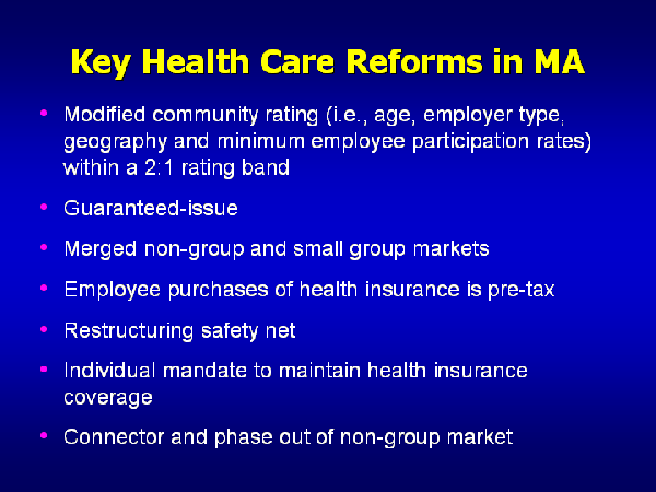 Key Health Care Reforms In Massachusetts Commonwealth Fund