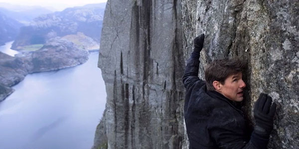mission impossible hanging from a cliff
