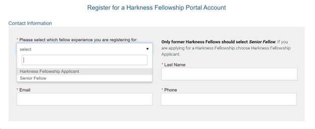 screenshot harkness fellowship portal