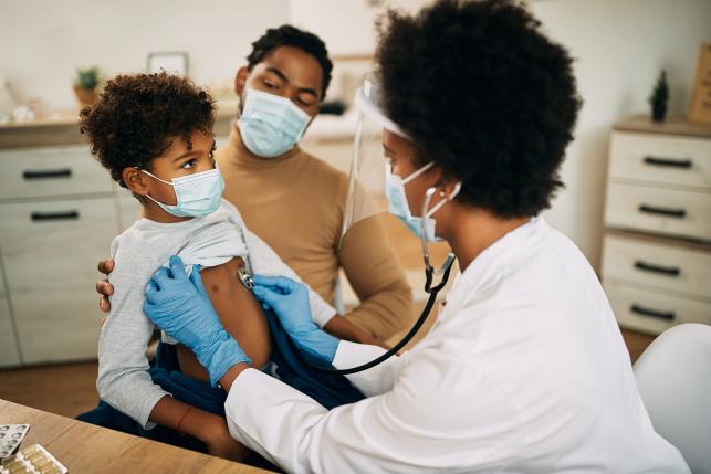 Baby receives a medical exam