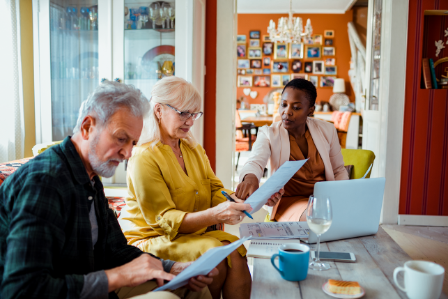 Advisor helping a senior couple