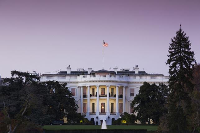 White House exterior at dusk