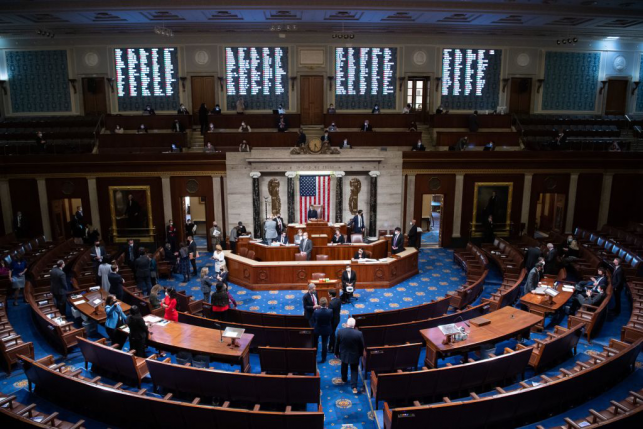 Congress chambers with members of congress at work