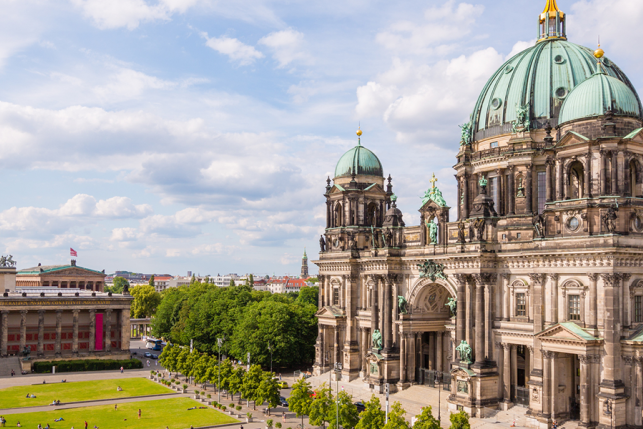 View of Lustgarten Park and Berlin Cathedral in Germany