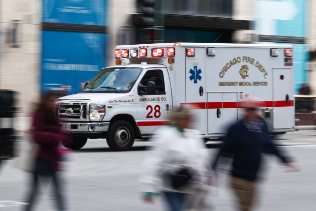 Photo, ambulance on road