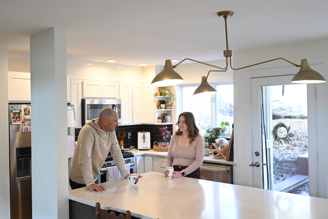 Two people at countertop