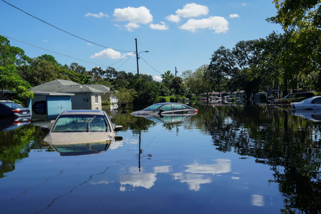 Photo, cars submerged by hurricane flood waters