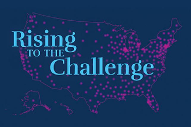 US map saying Rising to the Challenge