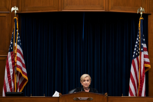 Chairwoman Carolyn Maloney (D–N.Y.) delivers her opening statement at a hearing