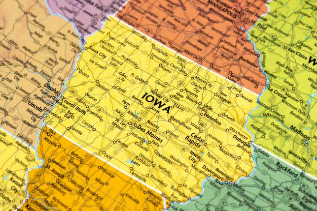 Map of Iowa where premiums are higher due to policy decisions