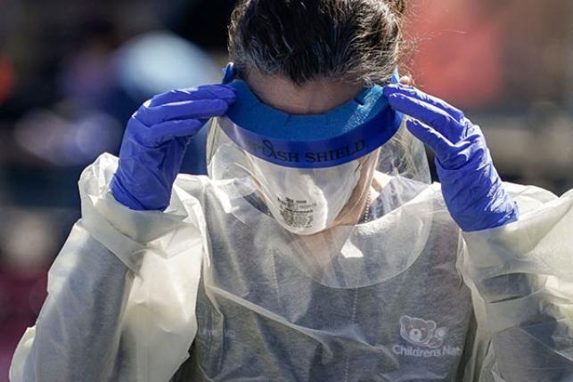 medical professional working at coronavirus testing site