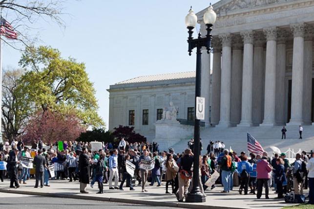 Protestors in front of Supreme Court over ACA