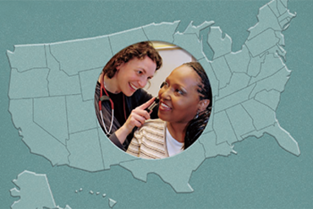 doctor and patiet in a US map