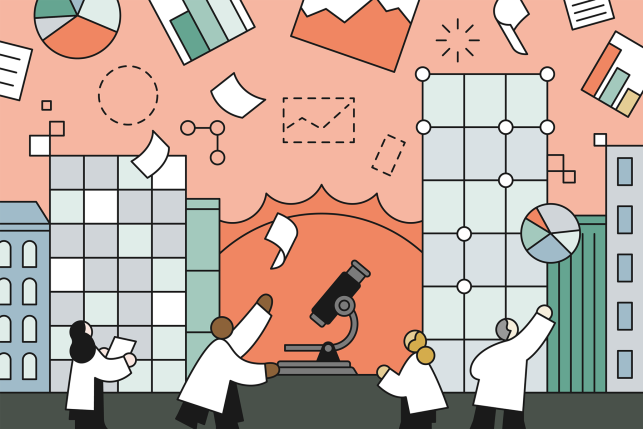 Illustration of researchers attempting to collect health data