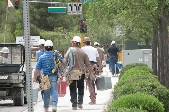 Union workers heading home for the day