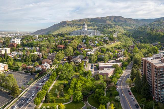 Aerial view of Salt Lake City Utah