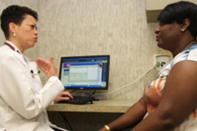 Doctor talking to patient