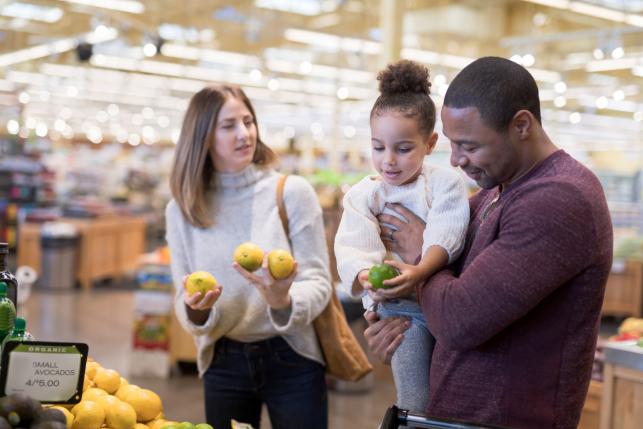 middle-income family shops for groceries
