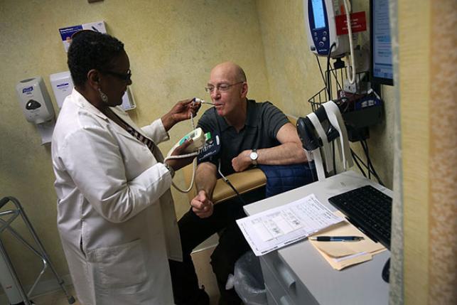 patient in the US receiving health care treatment