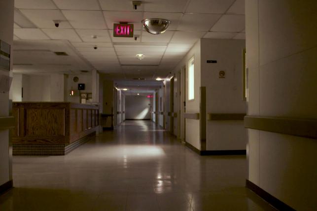 Empty hospital corridor in Wellington, Kansas