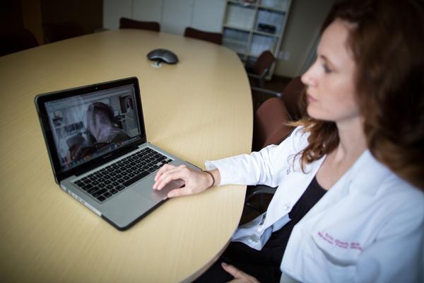  Erin Clark, M.D., associate professor and division director of Maternal-Fetal Medicine at the University of Utah Health, offers a virtual visit.