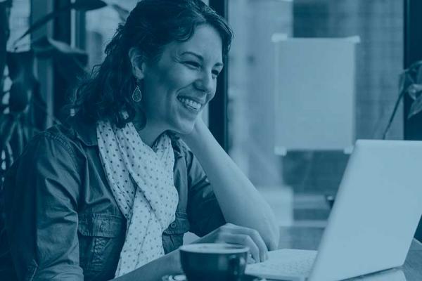 Woman looking at computer