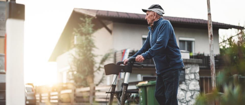 Senior on Medicare Advantage with walker