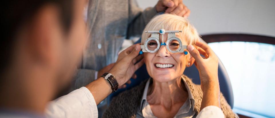 senior getting eye exam
