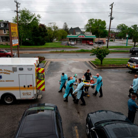 Emergency workers take overdose patient to hospital