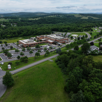 Aerial view of rural hospital