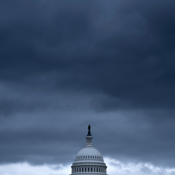 View of capitol building during rain