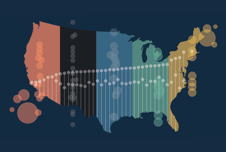 Colorful map of the United States