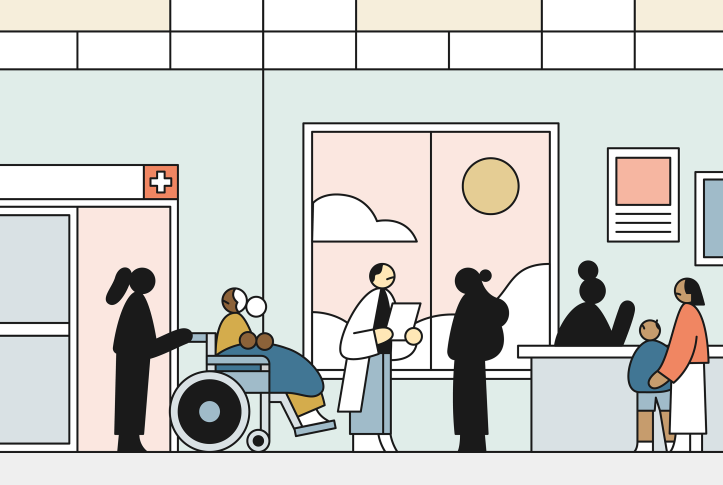 Illustration of health care settings without nurses due to workforce shortage