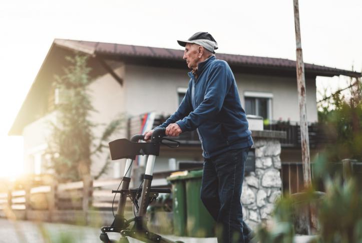 Senior on Medicare Advantage with walker