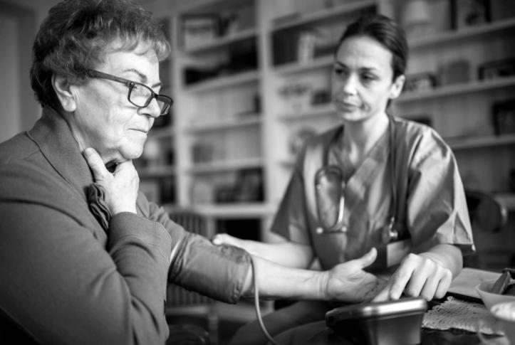 Senior woman receives high quality health care