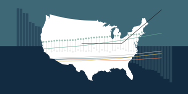 Illustration of the United States map with data points