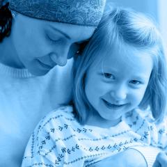 mom and daughter in blue