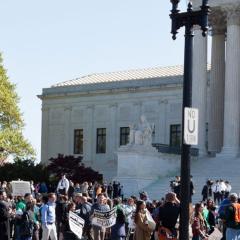 protestors in front of supreme court