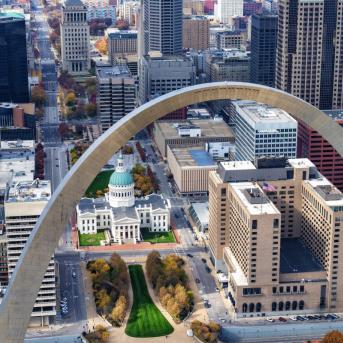 View of downtown St. Louis and the Arch