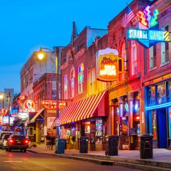 View of Beale Street Music District in Memphis, Tennessee