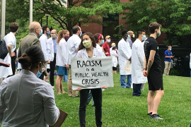 Boston University School of Medicine students participating in an event commemorating lives lost to racism. Photo courtesy of Boston Medical Center