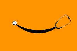graphic depiction of a stethoscope in the shape of an Amazon logo smile