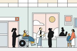 Illustration of health care settings without nurses due to workforce shortage