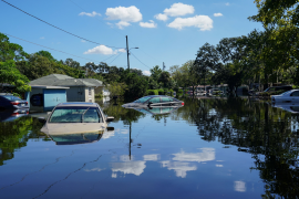 Cars submerged in Orlando, Florida, following Hurricane Ian on October 1, 2022. As climate change contributes to stronger weather events in Florida and across the U.S., health care organizations are taking steps to become more resilient. 
